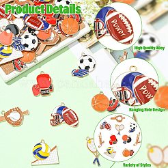 36Pcs 9 Styles Sports Zinc Alloy Enamel Pendants&nbsp;FIND-CJ0005-30