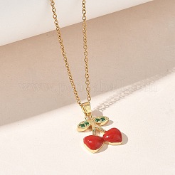 Brass & Cubic Zirconia Enamel Pendant Necklaces&nbsp;SA-CBA7E55-02G
