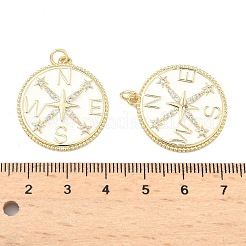 Eco-Friendly Brass Micro Pave Clear Cubic Zirconia Enamel Pendants&nbsp;ZIRC-C024-01G-02-1