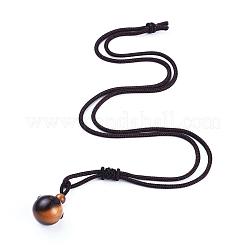 Natural Tiger Eye Pendant Necklaces&nbsp;NJEW-P241-A03