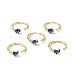 Blue Cubic Zirconia Teardrop Open Cuff Ring&nbsp;RJEW-H120-05G