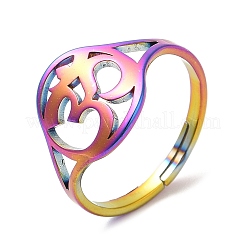 Ion Plating(IP) 304 Stainless Steel Yoga Adjustable Ring for Women&nbsp;RJEW-M149-24RC