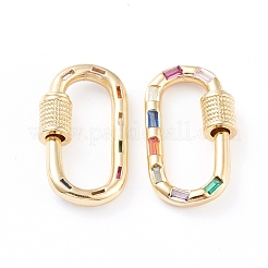 Brass Micro Pave Cubic Zirconia Screw Carabiner Lock Charms&nbsp;ZIRC-L093-58B-G
