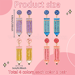 4 Pairs 4 Colors Alloy Enamel Pencil Dangle Stud Earrings for Teachers' Day&nbsp;EJEW-AN0004-86