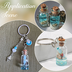 10Pcs 2 Colors Glass Bottle Keychains&nbsp;KEYC-SC0001-55