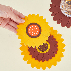 4Pcs 4 Style Sunflower PVC Plastic Hot Pads with Hanging Loop&nbsp;AJEW-HY0001-30