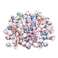 Printed Floral Printed Porcelain Beads&nbsp;PORC-T137-01C