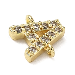 Brass Micro Pave Clear Cubic Zirconia Letter Links Connector Charmss&nbsp;KK-I382-07G