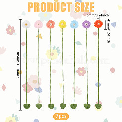 7Pcs 7 Colors Polyester Mohair Flower Bookmark&nbsp;AJEW-GL0003-56