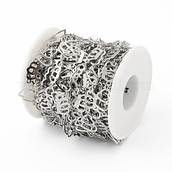 Tarnish Resistant 201 Stainless Steel Crown & Double Heart Link Chains&nbsp;CHS-F015-09P-01
