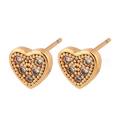 Brass Micro Pave Clear Cubic Zirconia Stud Earrings for Women&nbsp;EJEW-G428-25G-01