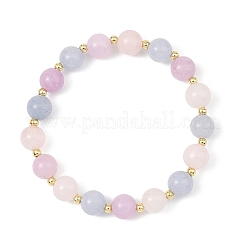 Natural Aquamarine & Rose Quartz & Amethyst Beaded Stretch Bracelets for Women&nbsp;BJEW-JB13783