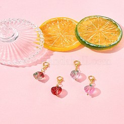 4Pcs 2 Styles Handmade Lampwork Strawberry Pendant Decorations&nbsp;HJEW-FS00041-01