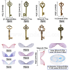 Skeleton Key & Wing Charm Bracelet DIY Making Kit&nbsp;DIY-SC0017-45