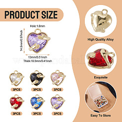 18Pcs 6 Colors Alloy Glass Charms&nbsp;FIND-TA0009-91G