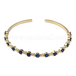 Cubic Zirconia Flat Round Open Cuff Bangle&nbsp;BJEW-N012-032C