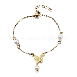 304 Stainless Steel Butterfly Link Bracelets&nbsp;BJEW-C098-01A-G