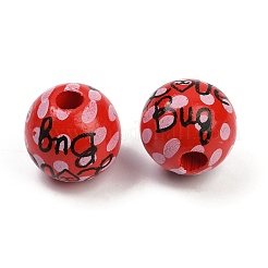 Painted Wood European Beads&nbsp;WOOD-F017-04E
