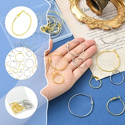 32Pcs 8 Styles Iron Huggie Hoop Earring Findings&nbsp;IFIN-FS0001-49A