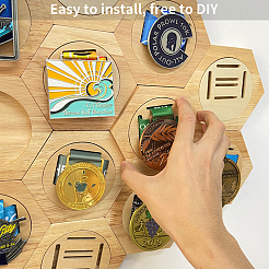 Wooden Self Adhesive Honeycomb Combination Medal Display Stand&nbsp;ODIS-WH0011-11