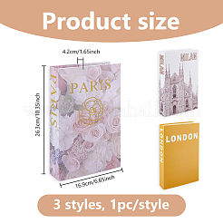 3Pcs 3 Styles Paper Fake Book Model Simulation Book&nbsp;AJEW-DC0003-73