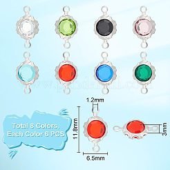 48Pcs 8 Colors Electroplated Natural Quartz Stainless Steel Faceted Flower Connector Charms&nbsp;STAS-UN0056-91