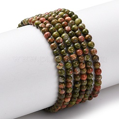Natural Unakite Beads Strands&nbsp;G-Z116-A01-3mm
