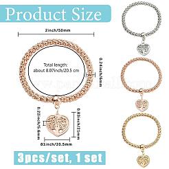 3Pcs 3 Colors Zinc Alloy Charm Bracelets&nbsp;BJEW-SC0001-57