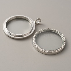 Alloy Crystal Rhinestone Locket Pendants&nbsp;FIND-WH0061-78P