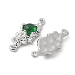 Brass Pave Green Glass Connector Charms&nbsp;KK-U052-02P