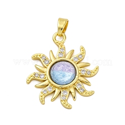 Brass Micro Pave Cubic Zirconia Pendants&nbsp;KK-V009-30G-04