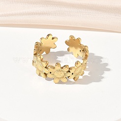 Adjustable 304 Stainless Steel Cuff Open Rings for Women&nbsp;RJEW-Z122-03G-04