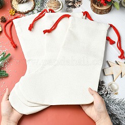 Linen Heat Transfer Christmas Stocking Pendant Decorations&nbsp;AJEW-YWC0001-09