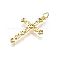 Brass Micro Pave Cubic Zirconia Pendants&nbsp;KK-Z100-34G-01