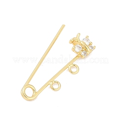 Brass Micro Pave Cubic Zirconia Brooch Findings&nbsp;KK-H203-10G