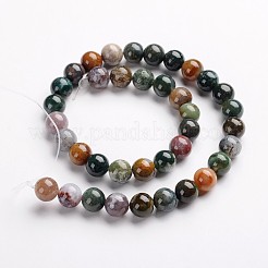 Round Natural Indian Agate Gemstone Bead Strands&nbsp;G-J333-07-10mm