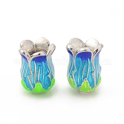 5-Petal Rack Plating Brass Enamel Bead Cap&nbsp;KK-P024-13P