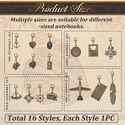 16Pcs Alloy Pendant Decorations&nbsp;HJEW-CP00082