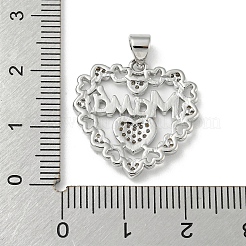 Mother's Day Theme Rack Plating Brass Micro Pave Cubic Zirconia Pendants&nbsp;KK-F869-20P-03