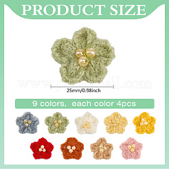 36Pcs 9 Colors Flower Wool Ornament Accessories&nbsp;AJEW-MA0001-15