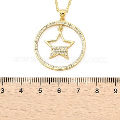Brass Micro Pave Clear Cubic Zirconia Ring Pendant Necklaces&nbsp;LS-NJEW-P322-A01-G