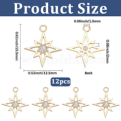 12Pcs Brass Pave Clear Cubic Zirconia Pendants&nbsp;KK-SC0007-82G