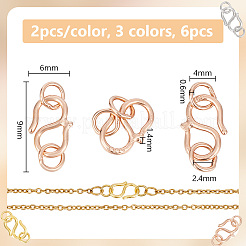 6Pcs 3 Colors 925 Sterling Silver S-Hook Clasps&nbsp;FIND-GO0001-44A