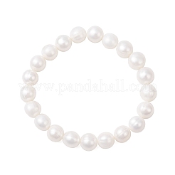 Natural Cultured Freshwater Pearl Round Beaded Stretch Bracelets for Women&nbsp;BJEW-JB12128