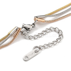 304 Stainless Steel Multi Layered Round Snake Chain Necklaces&nbsp;NJEW-H043-11MC