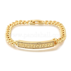 Brass Micro Pave Clear Cubic Zirconia Rectangle Link Bracelets&nbsp;BJEW-F498-01B-G