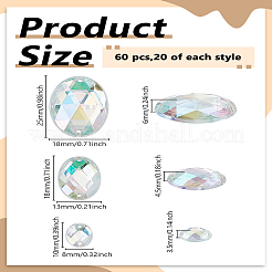 60Pcs 3 Styles Sew on Rhinestone&nbsp;GACR-LP0001-02