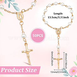 50Pcs Alloy Cross with Jesus Charm Bracelets&nbsp;BJEW-WA0001-03