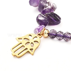 Hamsa Hand /Hand of Miriam Charm Braided Bead Bracelet&nbsp;BJEW-JB06933