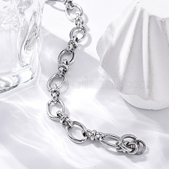 Tarnish Resistant 304 Stainless Steel Oval Link Chain Bracelets&nbsp;X-BJEW-Z011-12P